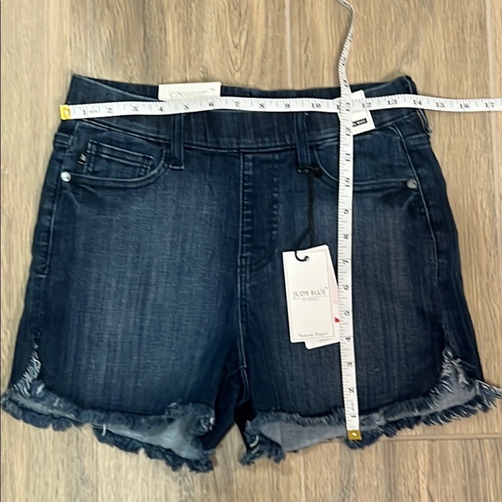 Judy Blue Shorts Jean Denim Fray Hem Pullon Elastic Waist High Waist Small - Picture 11 of 14